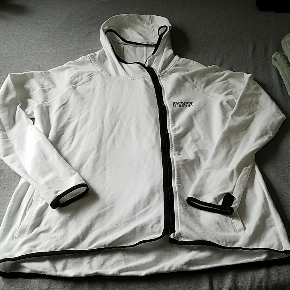 Gently Used Pink White Zippered Hoodie Size L